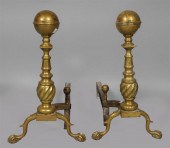 PAIR OF CHIPPENDALE BRASS ANDI