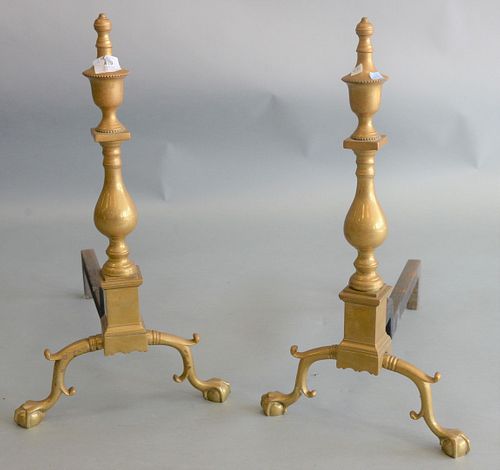 PAIR OF CHIPPENDALE BRASS