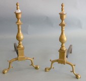 PAIR OF CHIPPENDALE BRASS ANDI