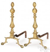 PAIR OF CHIPPENDALE BRASS ANDI