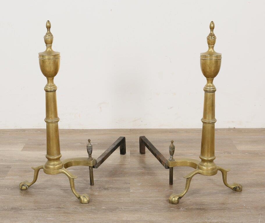 PAIR OF CHIPPENDALE BRASS