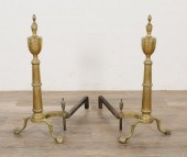 PAIR OF CHIPPENDALE BRASS ANDI
