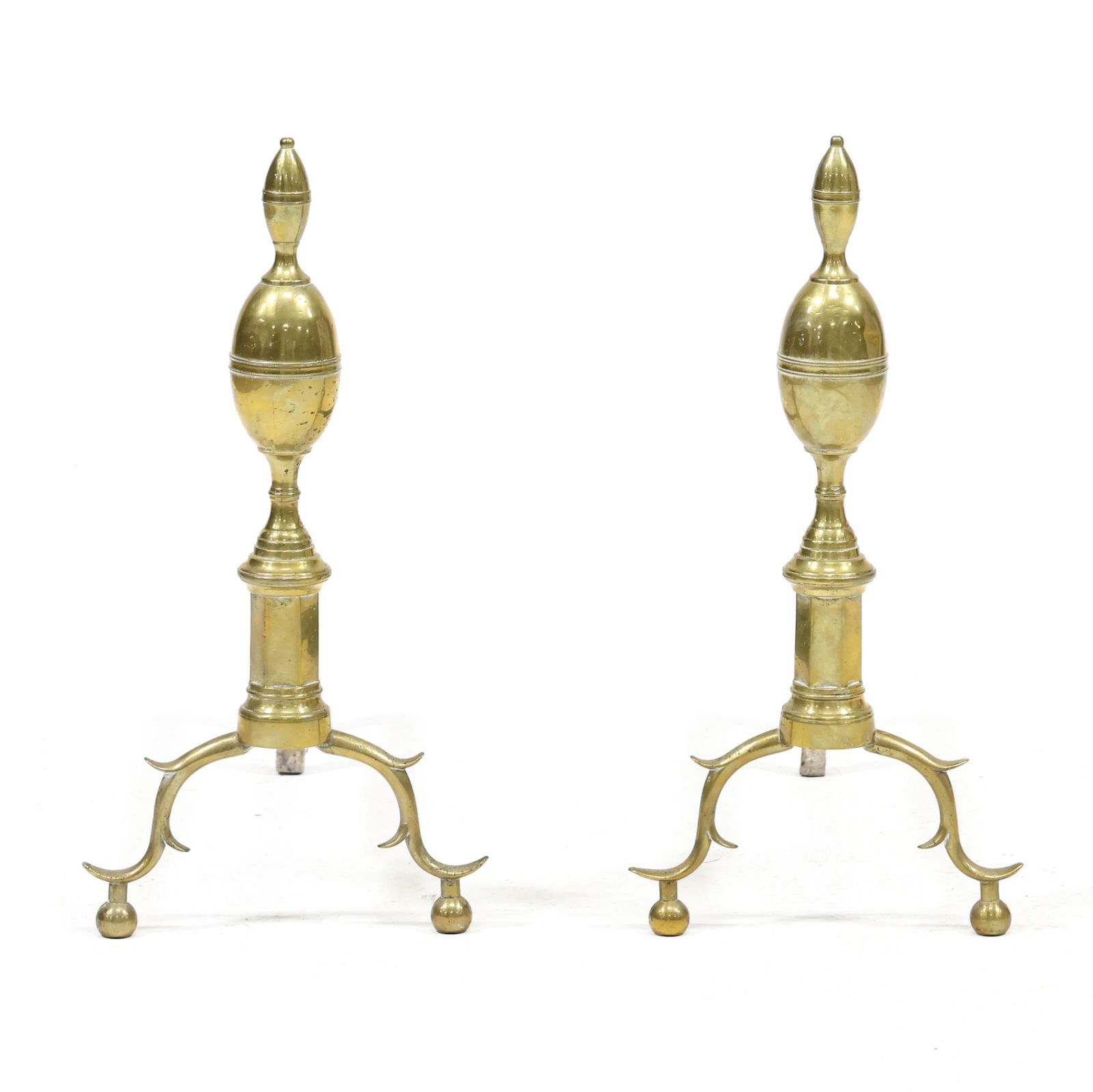 PAIR OF CHIPPENDALE BRASS LEMON TOP