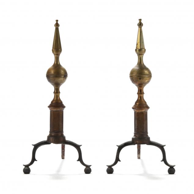 PAIR OF CHIPPENDALE BRASS SPIRE TOP