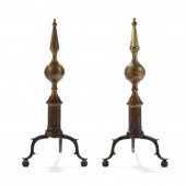 PAIR OF CHIPPENDALE BRASS SPIR