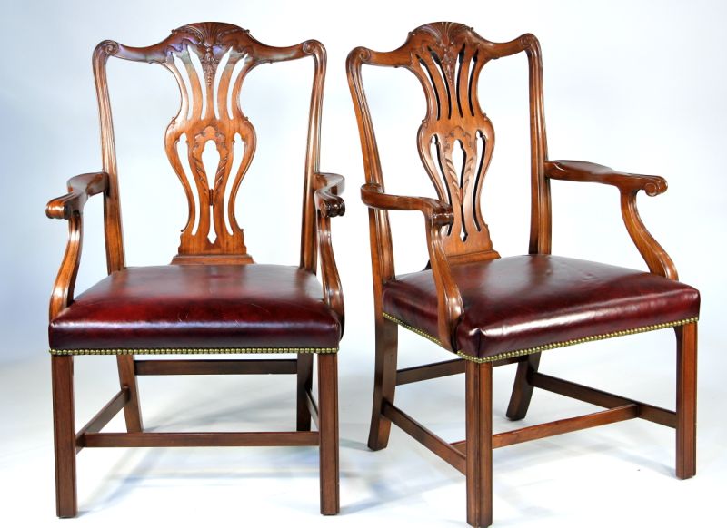 Pair of Chippendale Style Arm