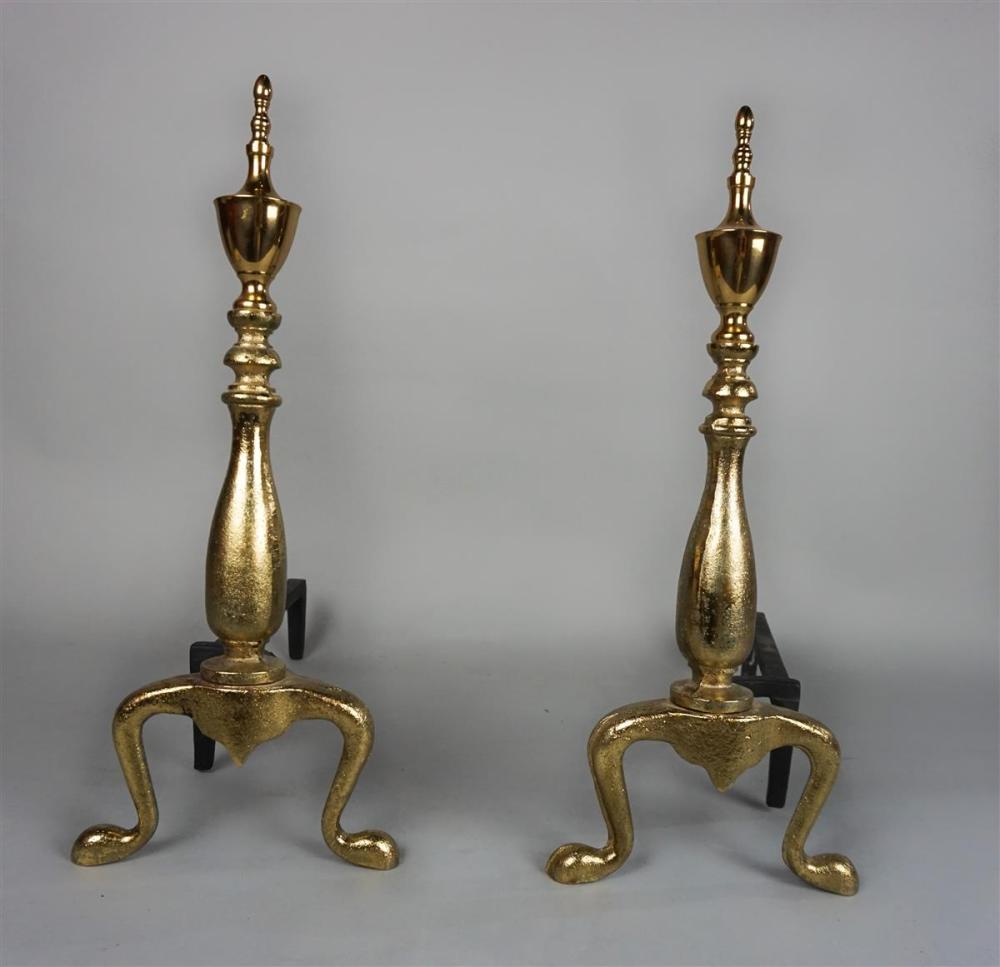 PAIR OF CHIPPENDALE STYLE BRASS