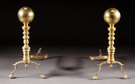 Pair of Chippendale style brass