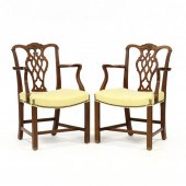 PAIR OF CHIPPENDALE STYLE CARV