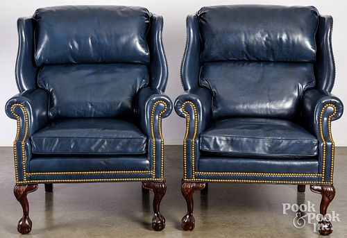 PAIR OF CHIPPENDALE STYLE LEATHER