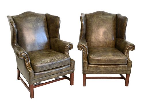 PAIR OF CHIPPENDALE STYLE LEATHER