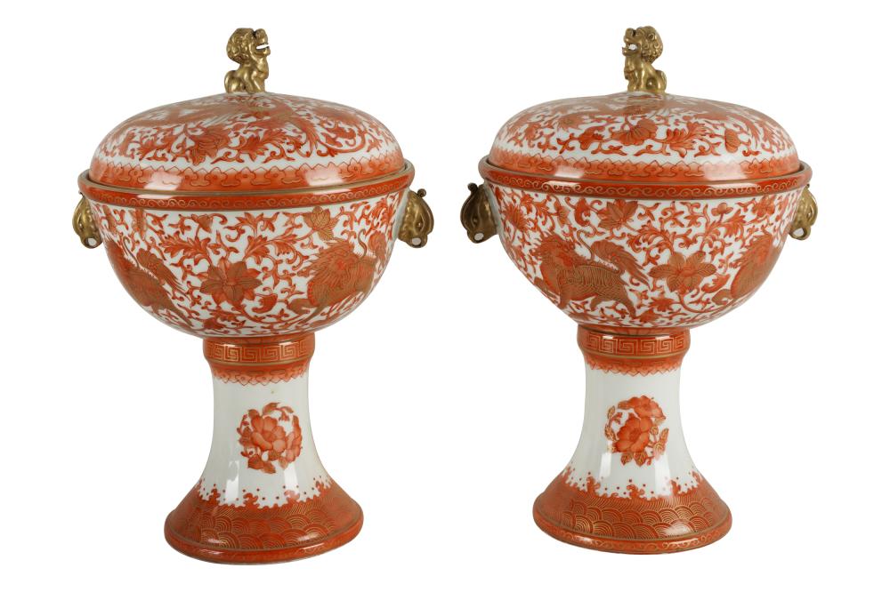 PAIR OF CHNINESE COPPER RED &