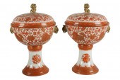 PAIR OF CHNINESE COPPER RED &