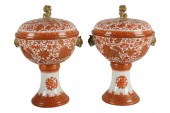 PAIR OF CHNINESE COPPER RED &