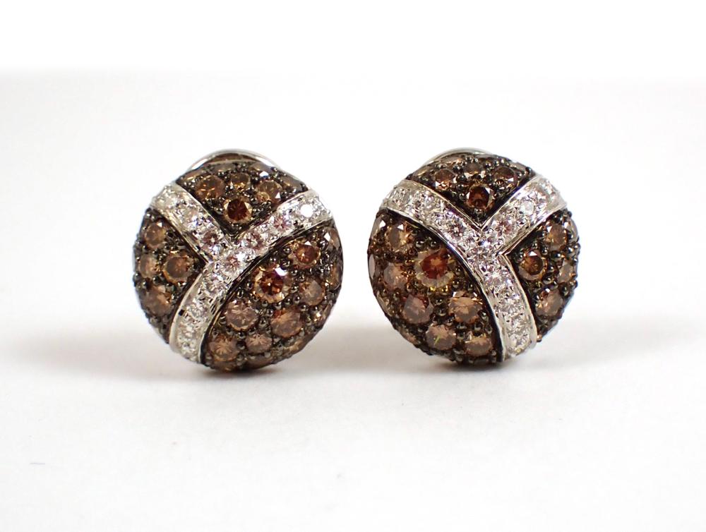 PAIR OF CHOCOLATE DIAMOND EARRINGS,