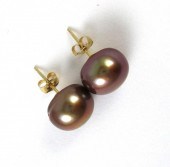 PAIR OF CHOCOLATE PEARL EAR ST