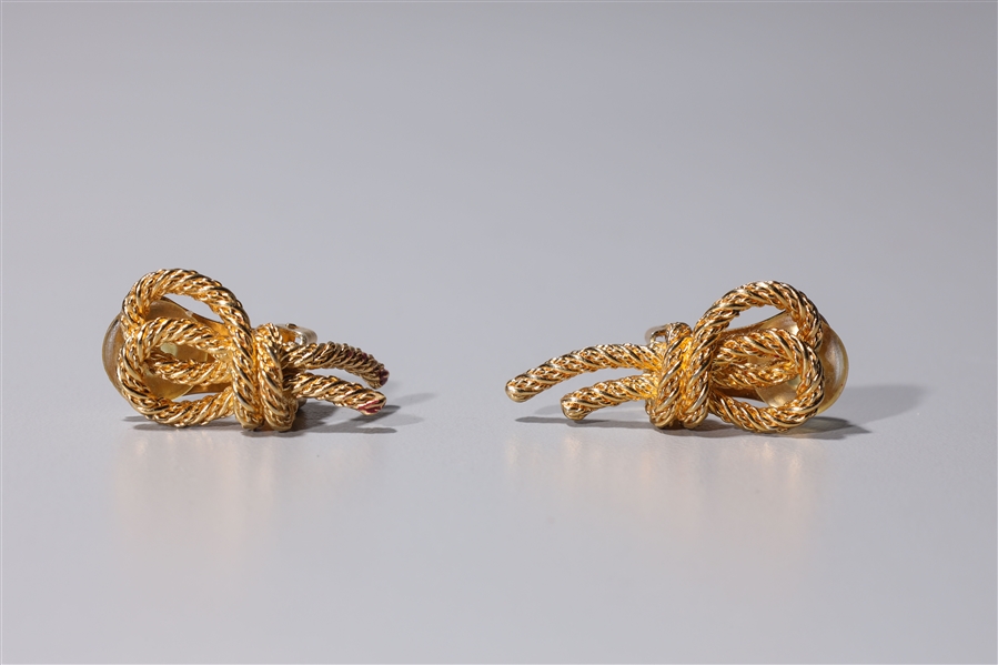 Pair of Christian Dior yellow metal