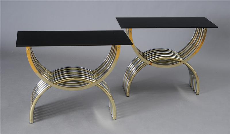 PAIR OF CHROME AND BRASS