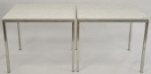 PAIR OF CHROME AND MARBLE TOP