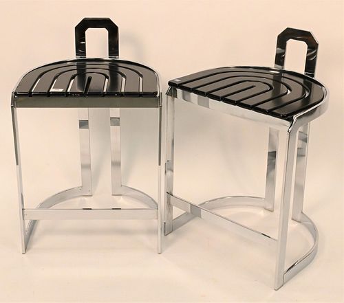 PAIR OF CHROME DECO STYLE
