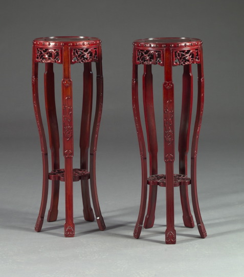 Pair of Circular Asian Hardwood