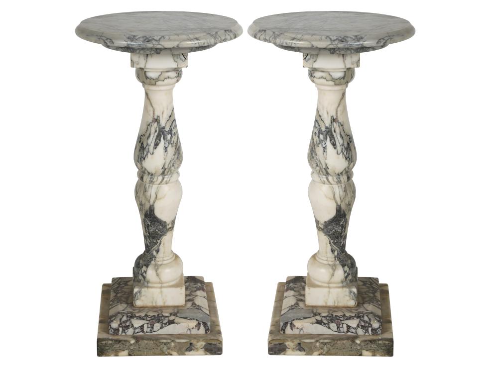 PAIR OF CIRCULAR MARBLE PEDESTAL