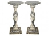 PAIR OF CIRCULAR MARBLE PEDEST
