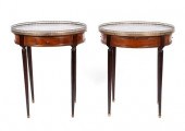 PAIR OF CIRCULAR MARBLE TOP OC