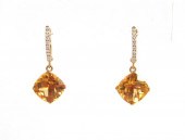 PAIR OF CITRINE AND DIAMOND DA