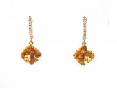 PAIR OF CITRINE AND DIAMOND DA