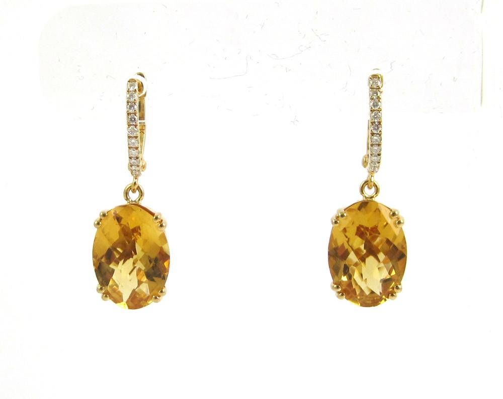 PAIR OF CITRINE AND DIAMOND