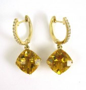 PAIR OF CITRINE AND DIAMOND DA
