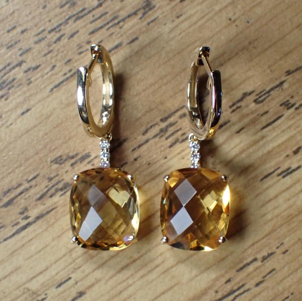 PAIR OF CITRINE AND DIAMOND