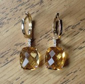 PAIR OF CITRINE AND DIAMOND DA