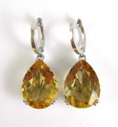 PAIR OF CITRINE DANGLE EARRING