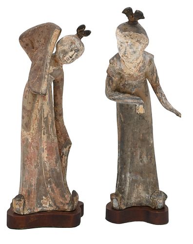 PAIR OF CLAY TOMB FIGURES OF FEMALE