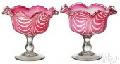 PAIR OF CLEAR CASED COMPOTES,