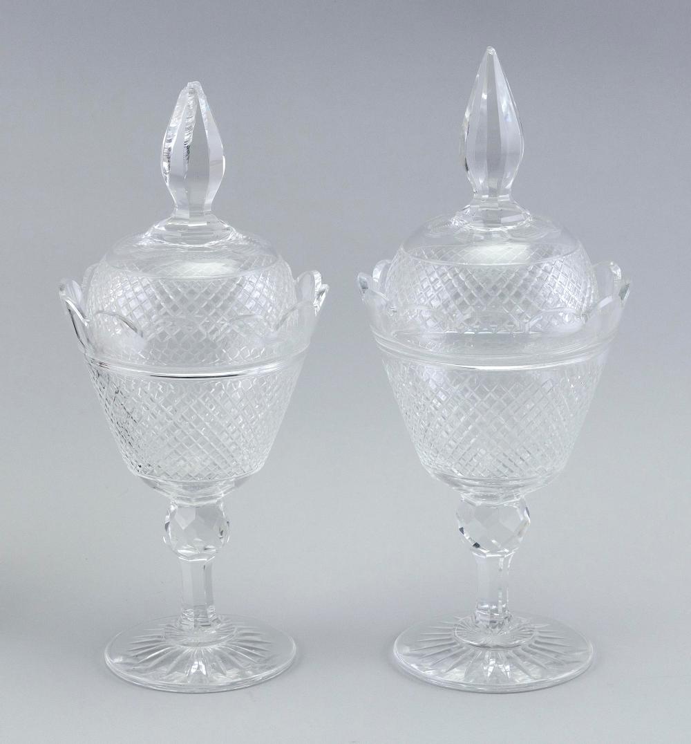 PAIR OF CLEAR CUT GLASS SWEETMEATS,
