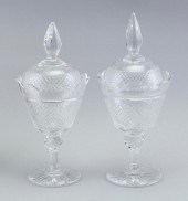 PAIR OF CLEAR CUT GLASS SWEETM