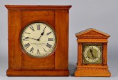 PAIR OF CLOCKS, W & H OAK CASE
