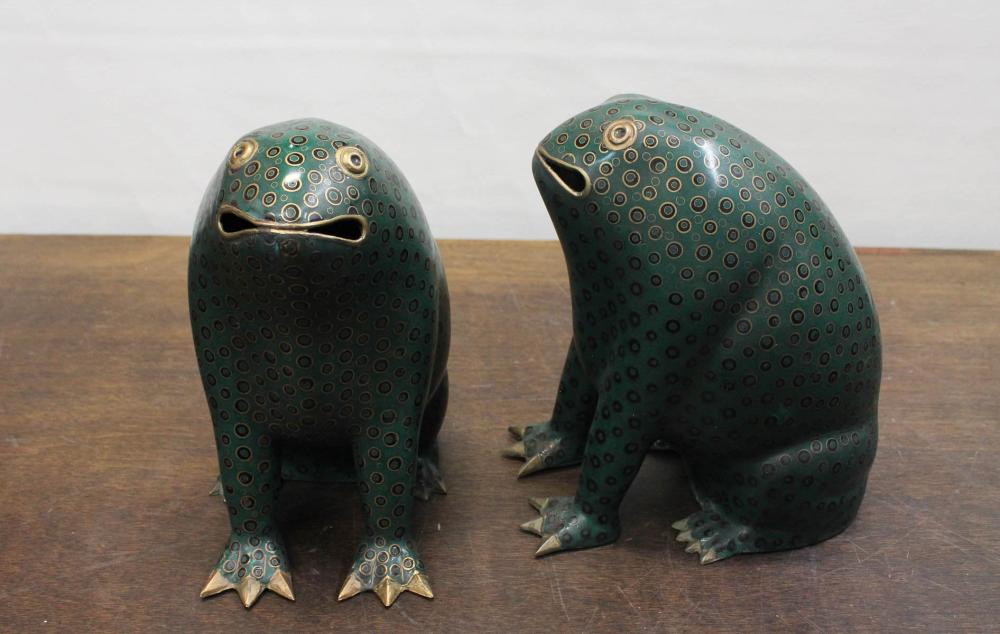PAIR OF CLOISONNE SCULPTURESPAIR OF