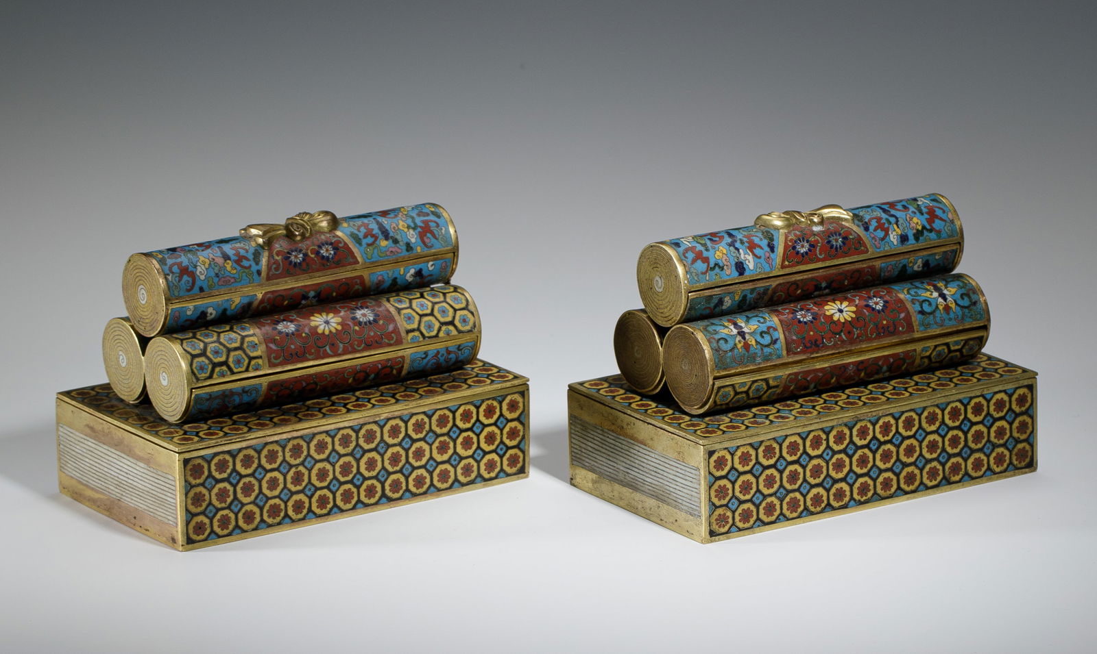PAIR OF CLOISONNE STATIONERY