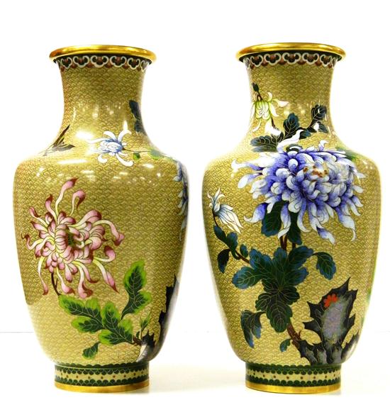 Pair of cloisonne vases  Chinese 