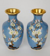 PAIR OF CLOISONNE VASES DECORA