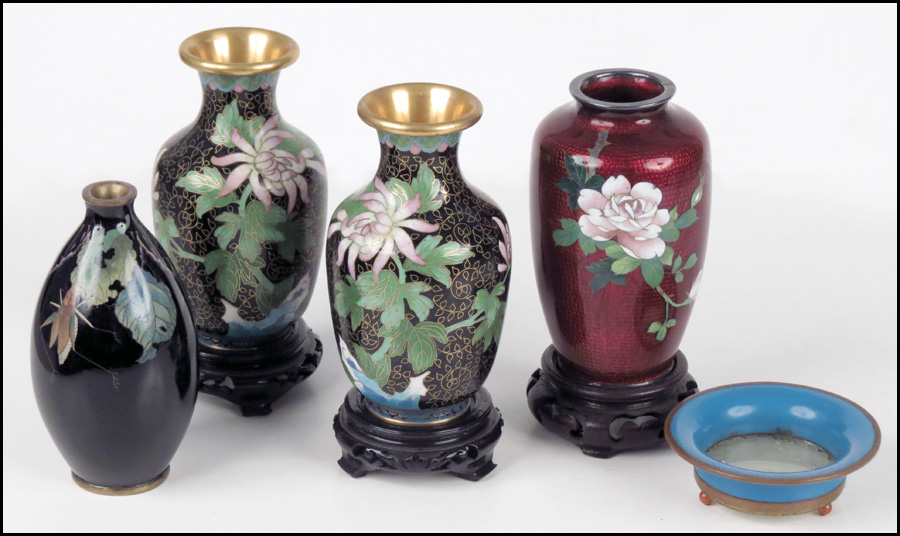 PAIR OF CLOISONNE VASES. Together