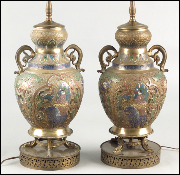 PAIR OF CLOISSONE LAMPS. Condition:
