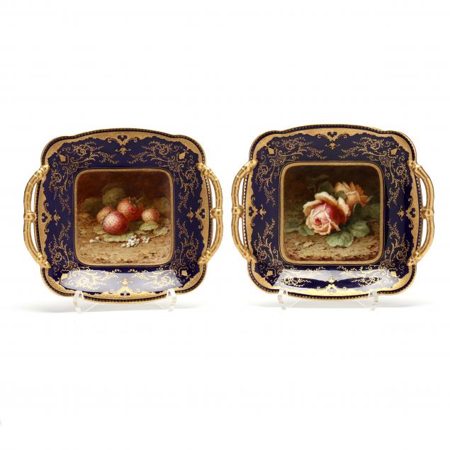 PAIR OF COALPORT HAND-PAINTED