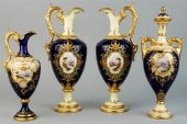 PAIR OF COALPORT JEWELED EWERS