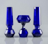 PAIR OF COBALT BLUE GLASS VASE