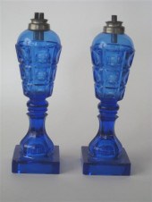 Pair of cobalt blue pressed 't